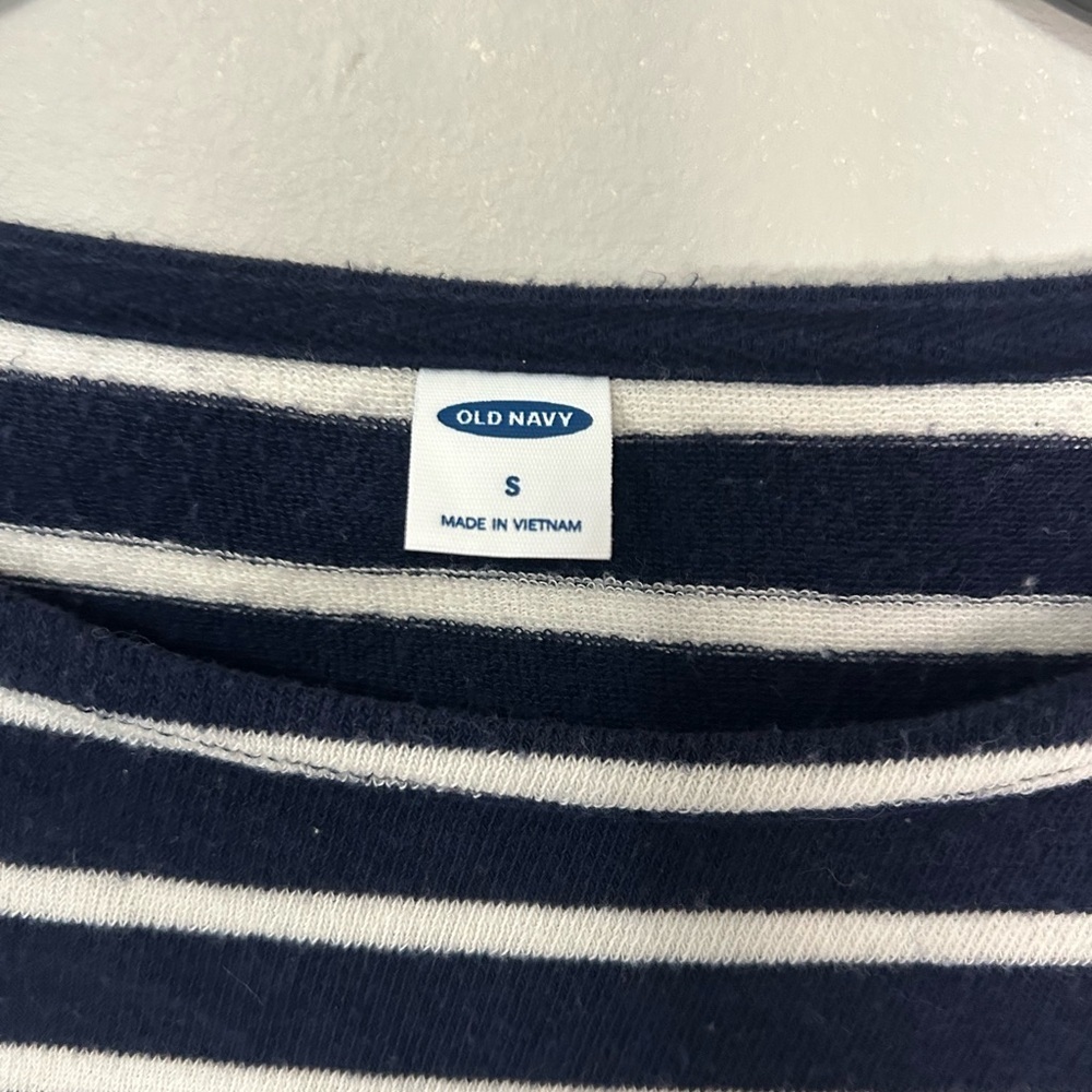 Navy and White Striped Women's Top, Size S - Picture 2 of 6